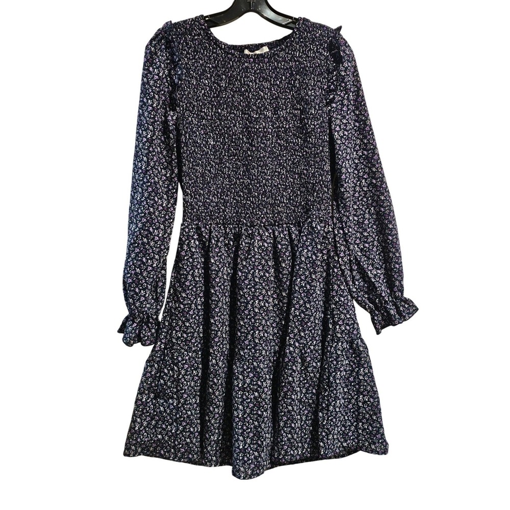 KIRUNDO Women's Floral Smocked Long Sleeve Tiered Mini Dress Size L - Picture 2 of 8